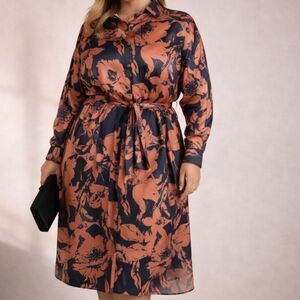 Pari Passu NWOT Floral Shirt Dress Size 18 Plus Quiet Luxury Modern Minimalist